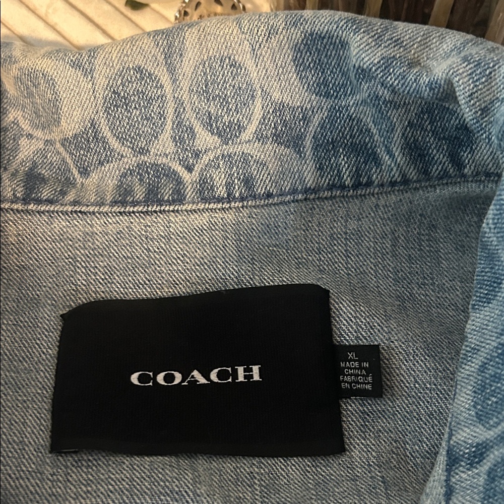 Coach Light Blue Patterned Denim Jacket - image 2